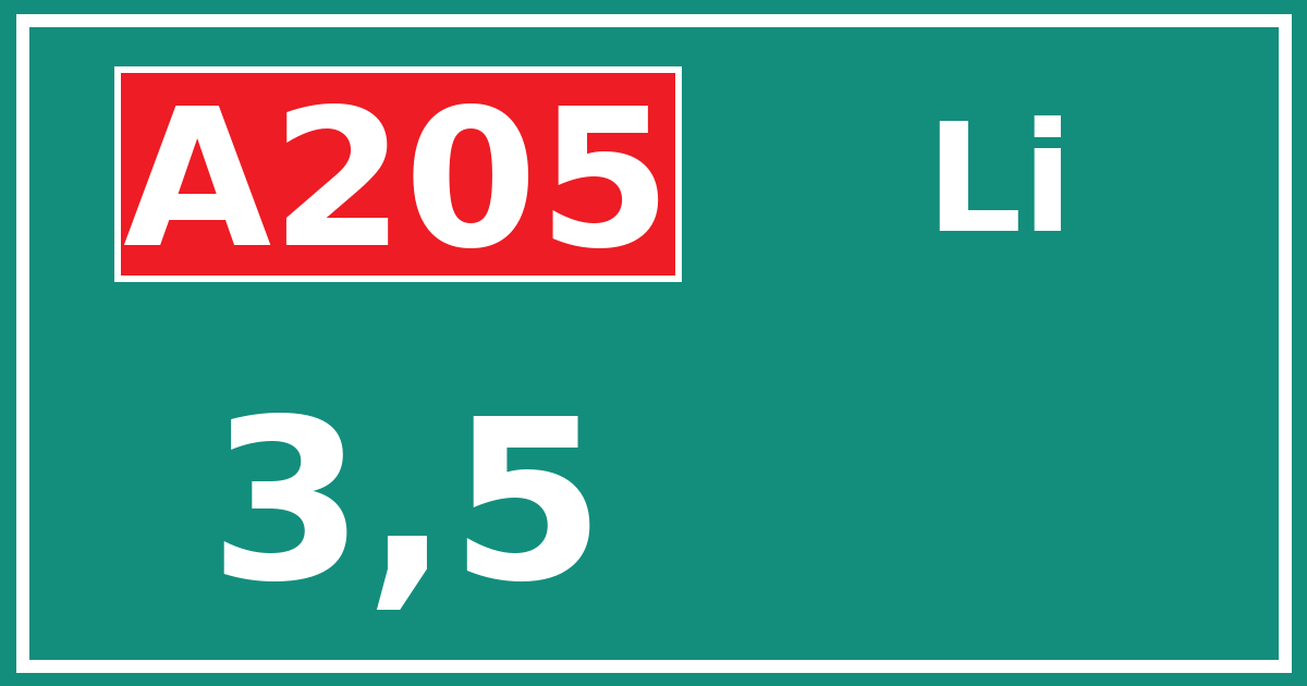 Hectometerbord A205 3,5 zijde Li