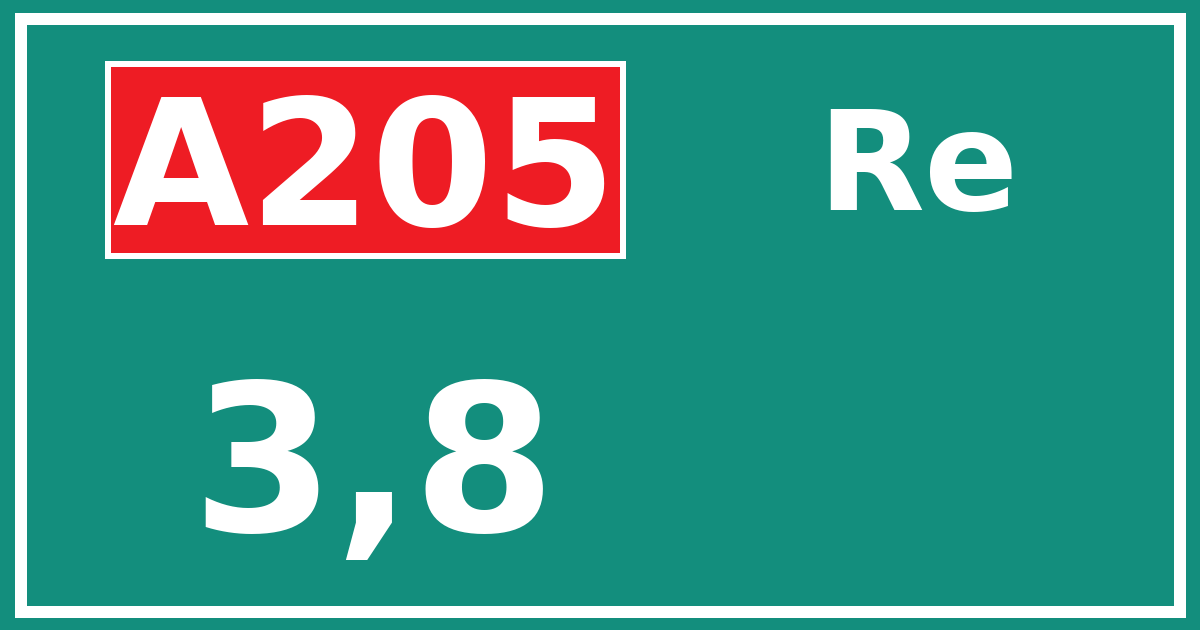 Hectometerbord A205 3,8 zijde Re