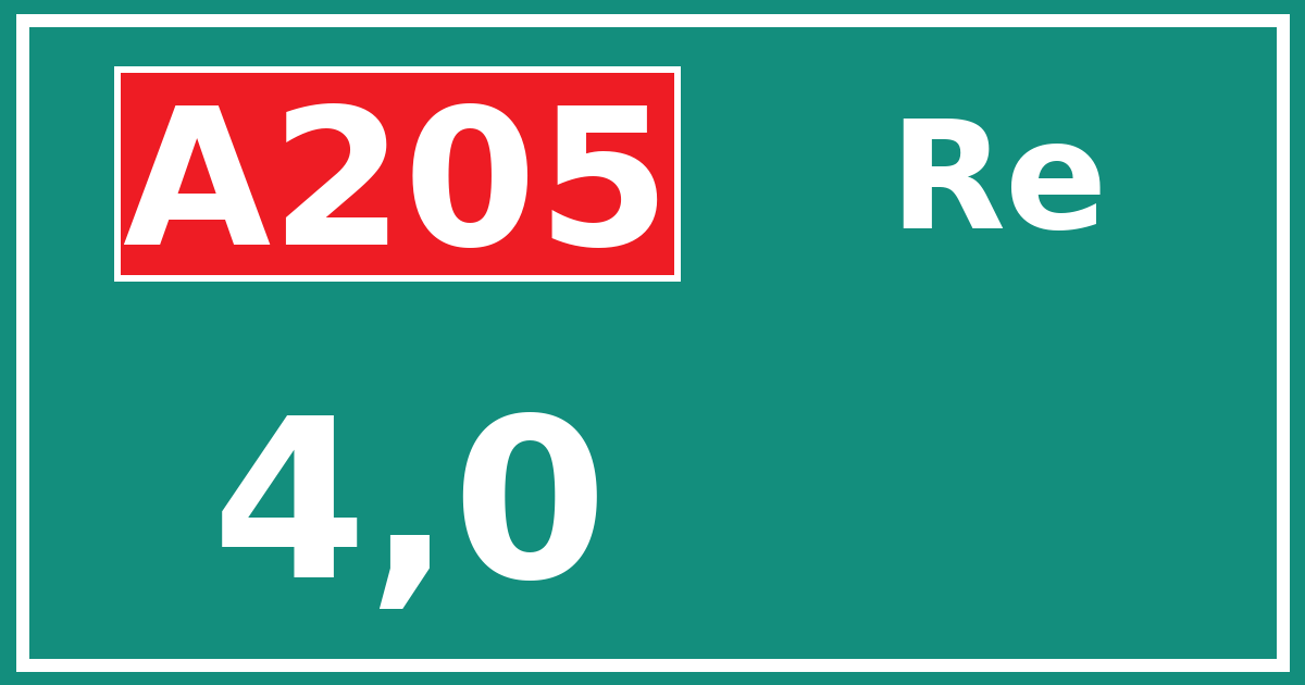 Hectometerbord A205 4,0 zijde Re