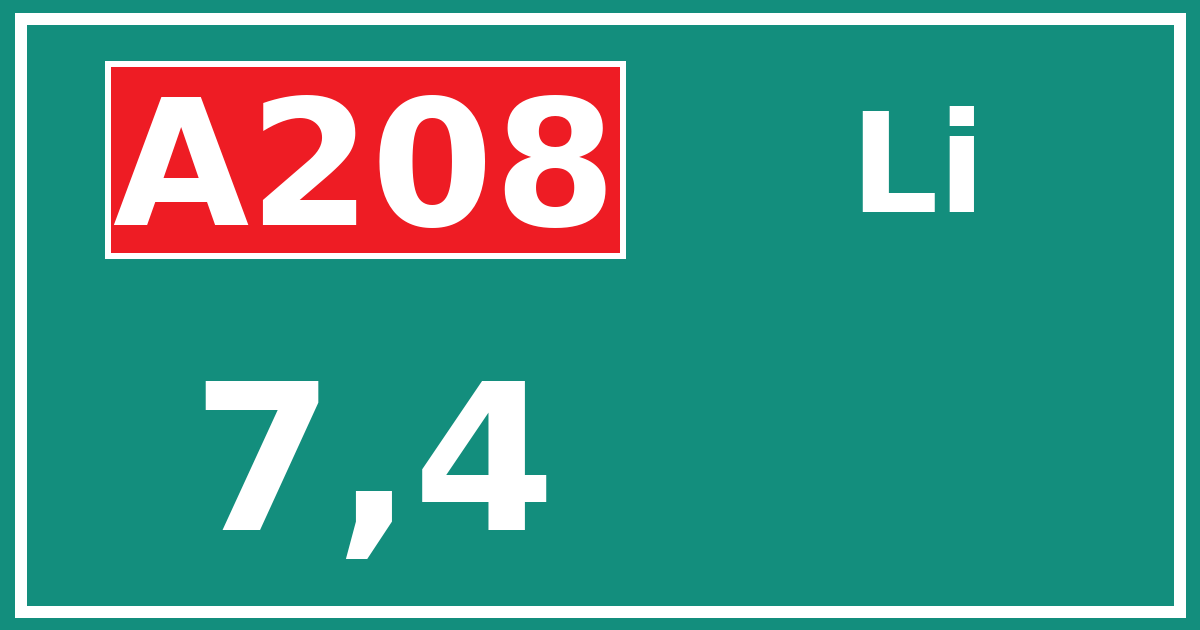 Hectometerbord A208 7,4 zijde Li