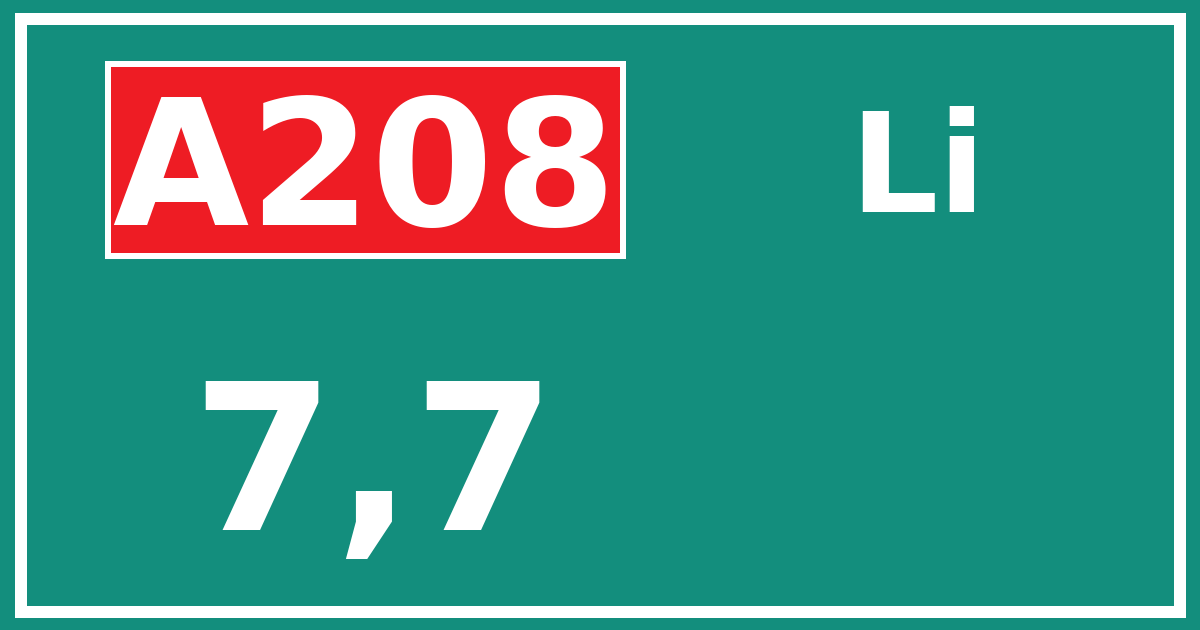 Hectometerbord A208 7,7 zijde Li