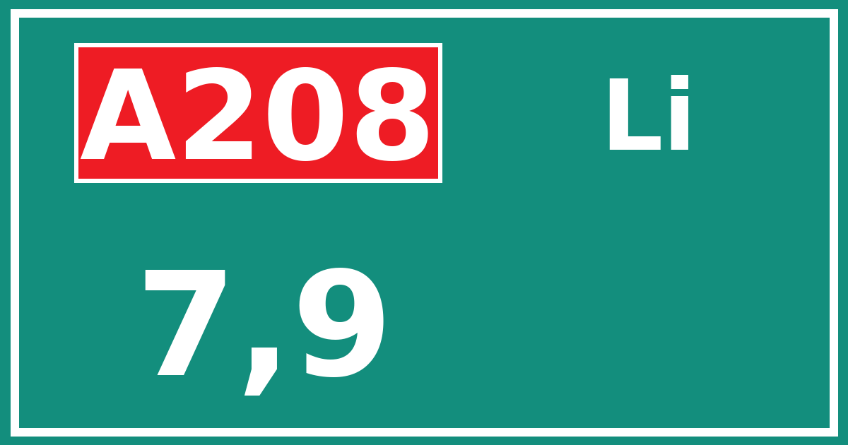 Hectometerbord A208 7,9 zijde Li