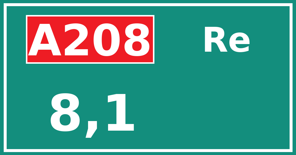 Hectometerbord A208 8,1 zijde Re