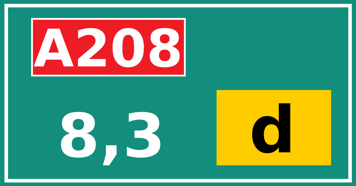 Hectometerbord A208 8,3 letter d