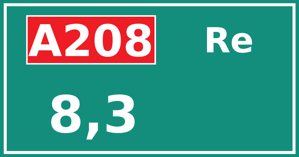 Hectometerbord A208 8,3 zijde Re