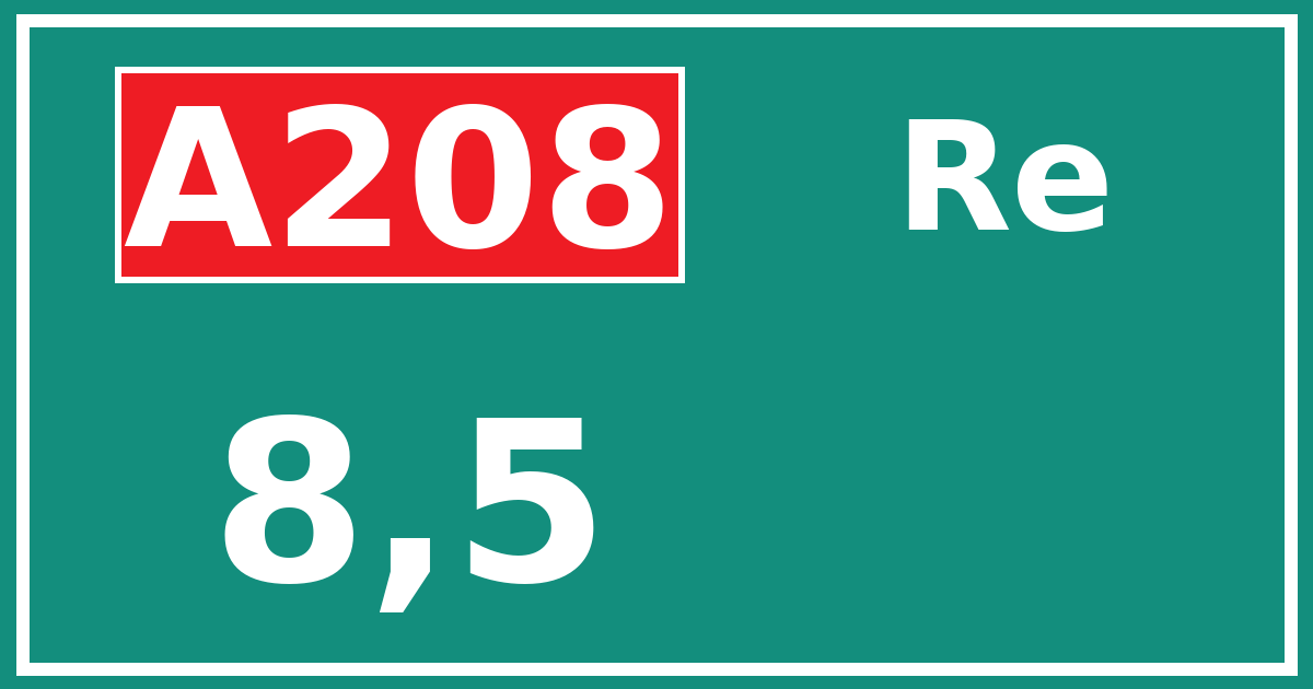 Hectometerbord A208 8,5 zijde Re