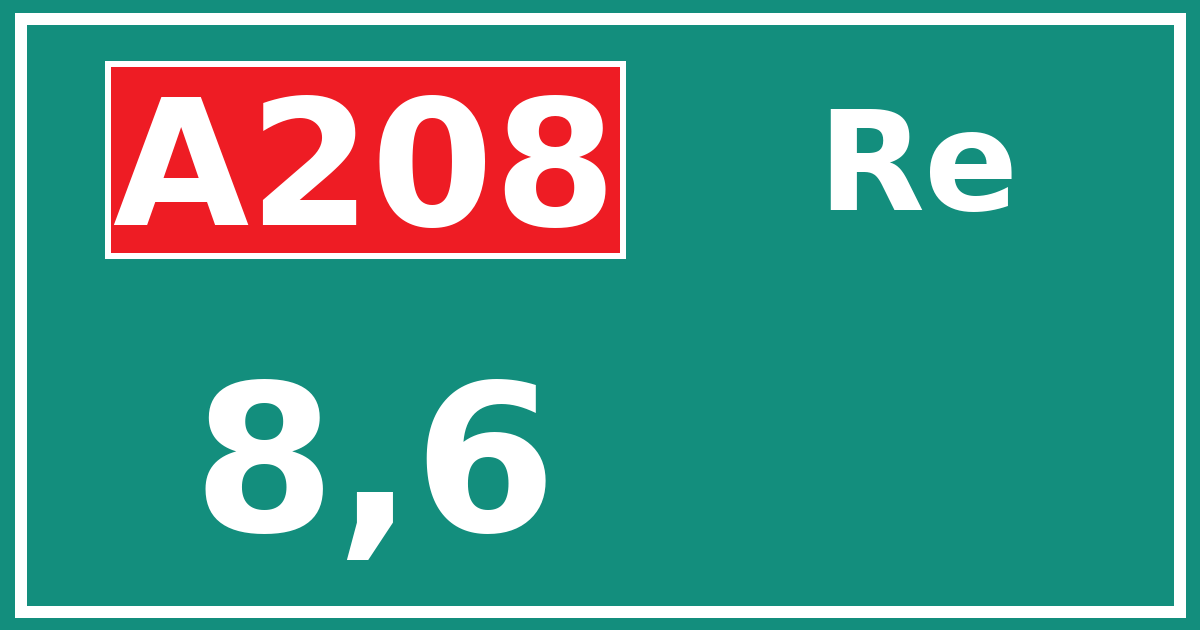 Hectometerbord A208 8,6 zijde Re