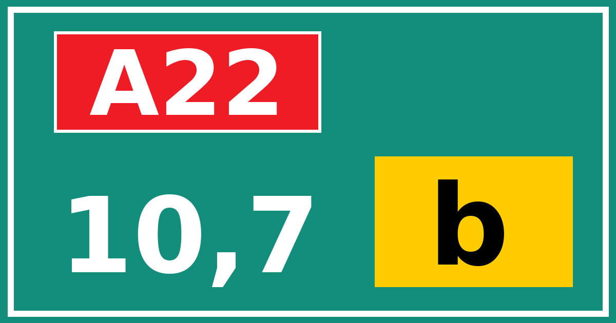 Hectometerbord A22 10,7 letter b