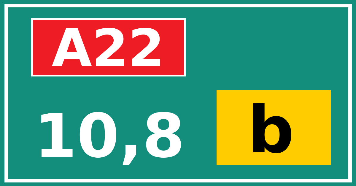 Hectometerbord A22 10,8 letter b