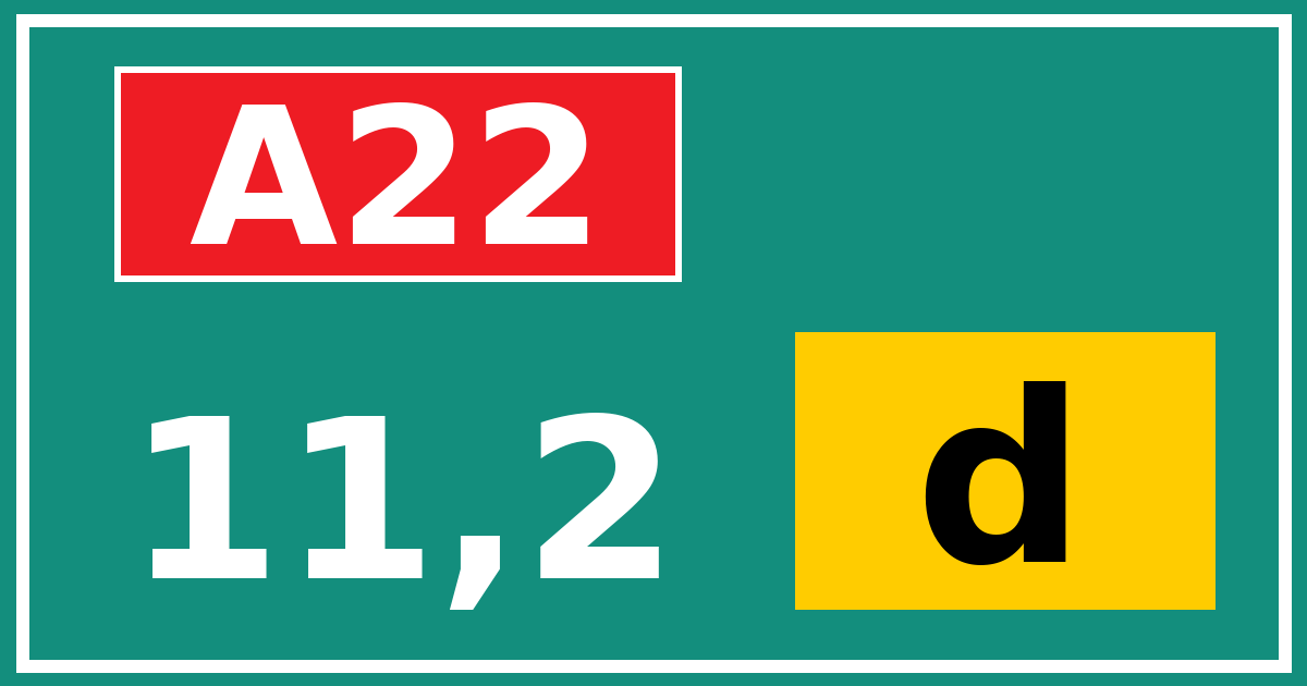 Hectometerbord A22 11,2 letter d