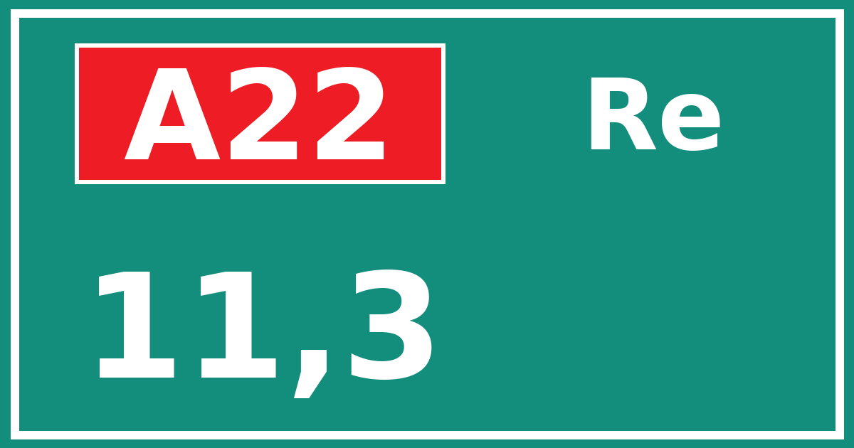 Hectometerbord A22 11,3 zijde Re
