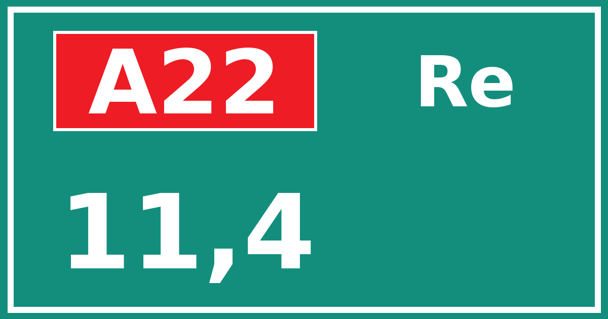 Hectometerbord A22 11,4 zijde Re