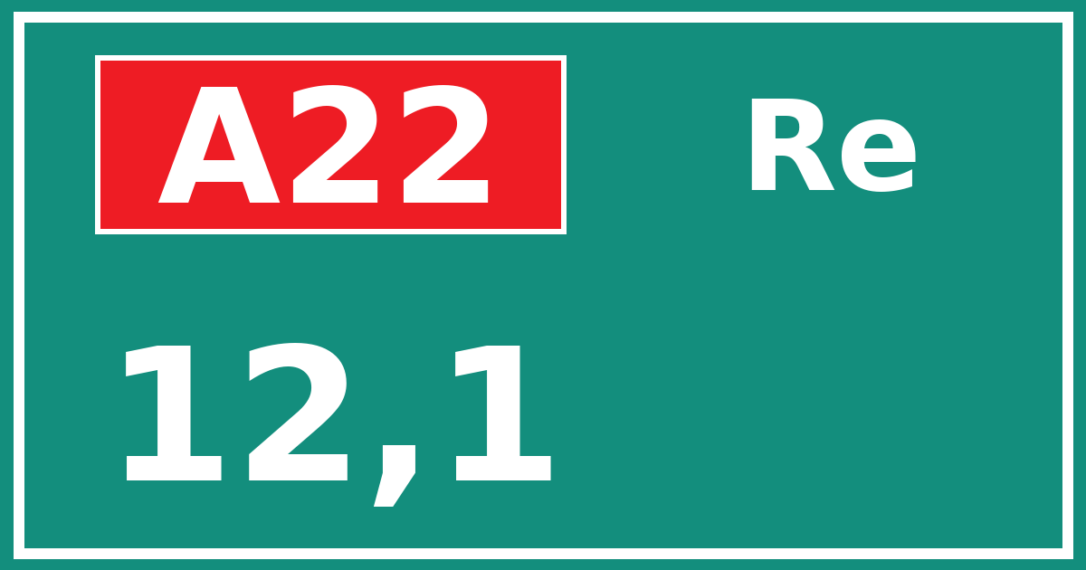 Hectometerbord A22 12,1 zijde Re