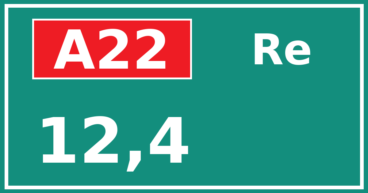 Hectometerbord A22 12,4 zijde Re