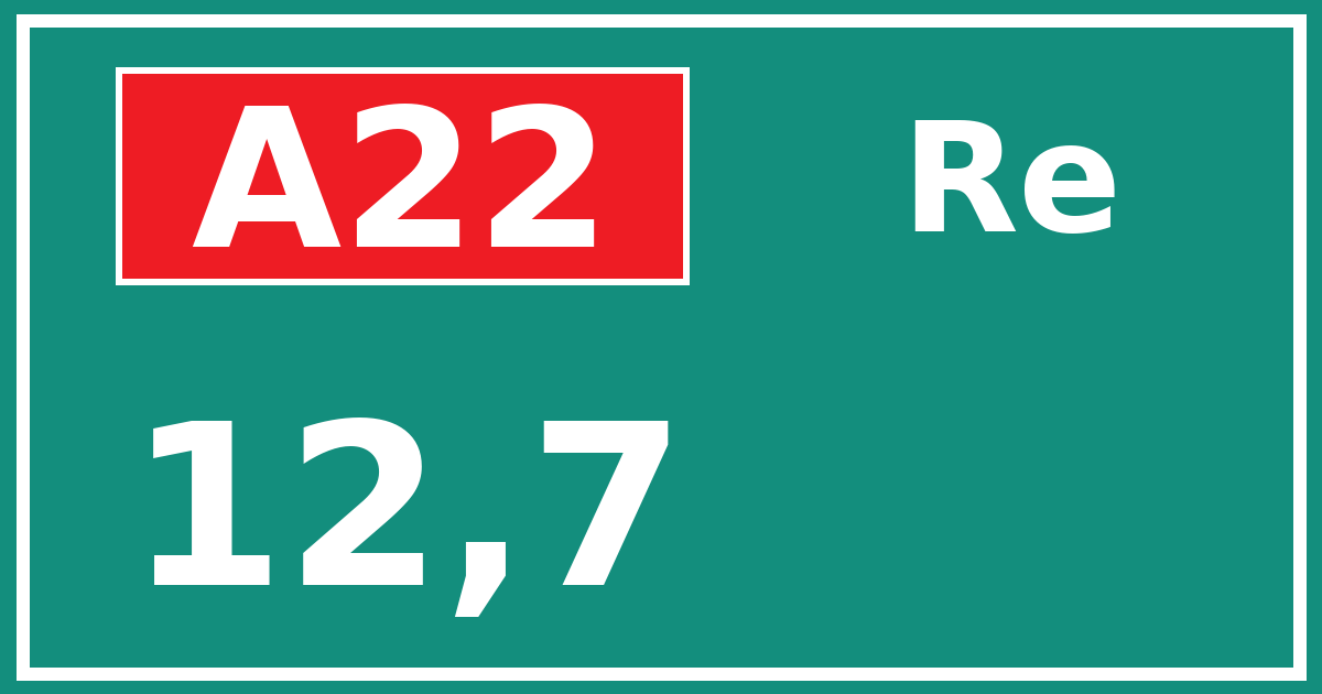 Hectometerbord A22 12,7 zijde Re