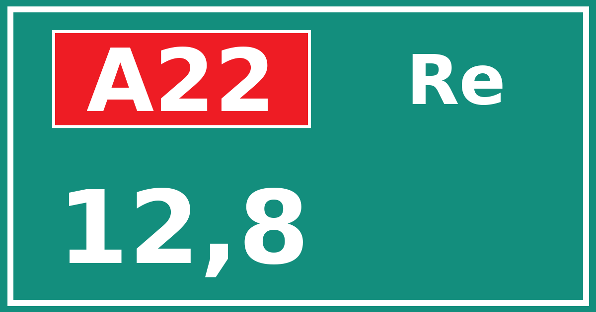 Hectometerbord A22 12,8 zijde Re