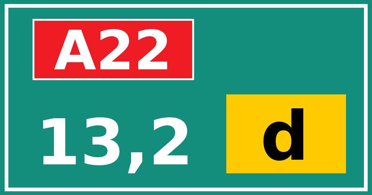 Hectometerbord A22 13,2 letter d