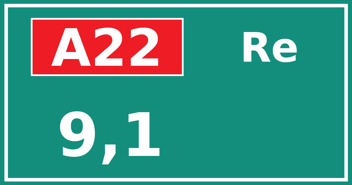 Hectometerbord A22 9,1 zijde Re