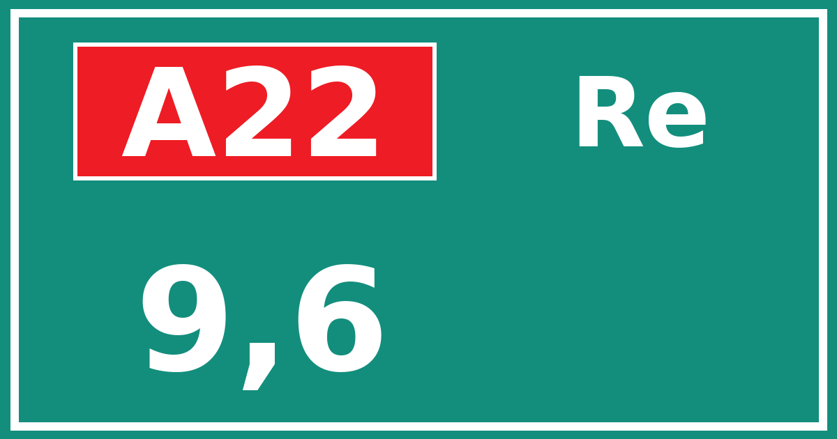 Hectometerbord A22 9,6 zijde Re