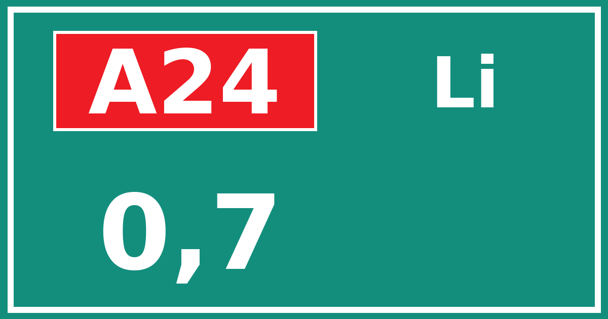 Hectometerbord A24 0,7 zijde Li