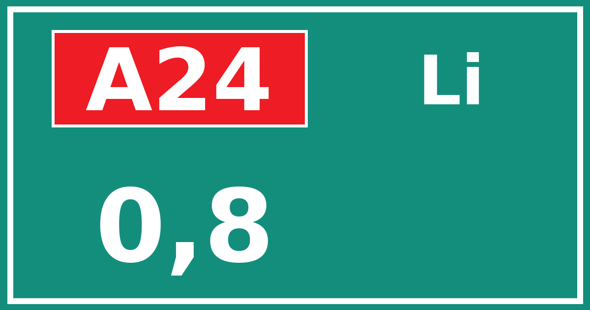 Hectometerbord A24 0,8 zijde Li