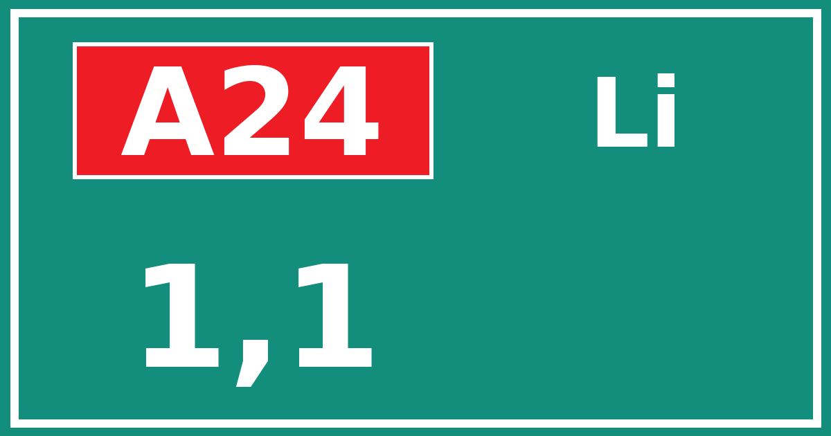Hectometerbord A24 1,1 zijde Li