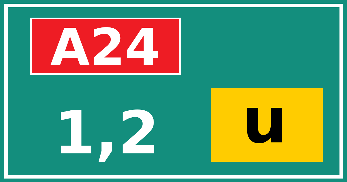 Hectometerbord A24 1,2 letter u