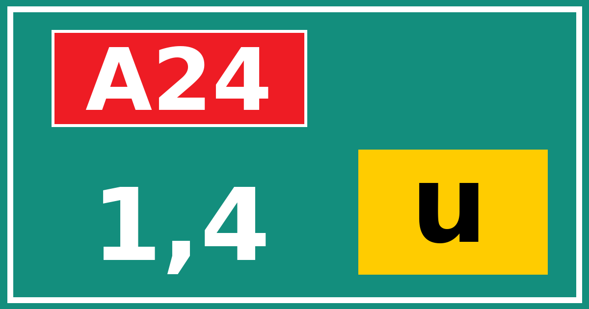 Hectometerbord A24 1,4 letter u