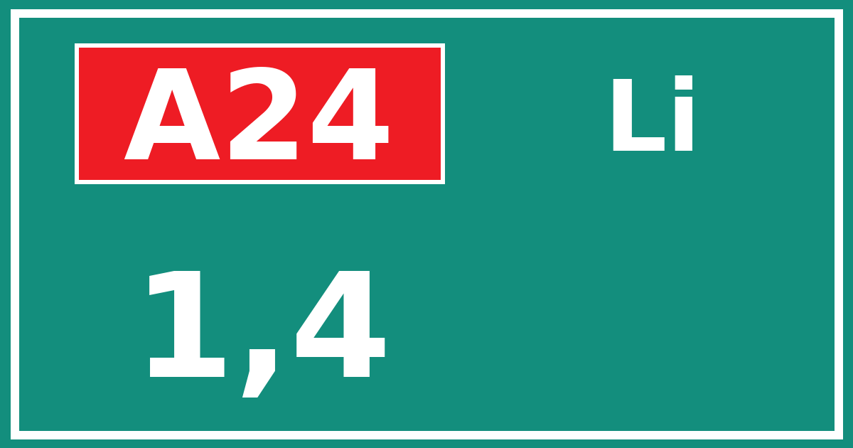 Hectometerbord A24 1,4 zijde Li