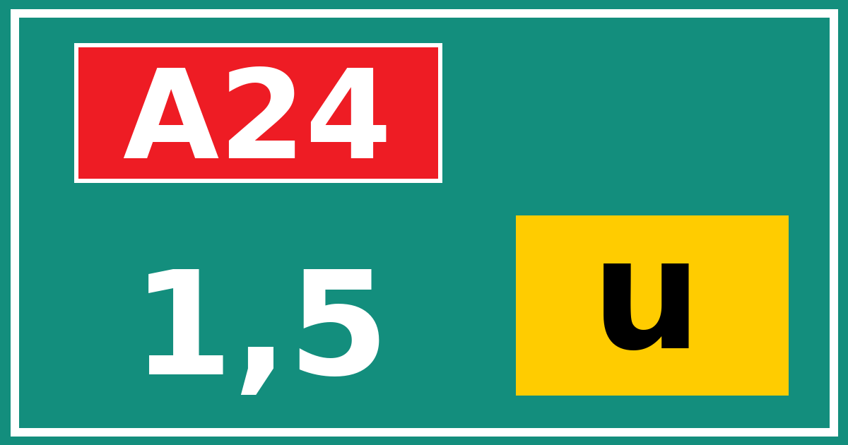 Hectometerbord A24 1,5 letter u