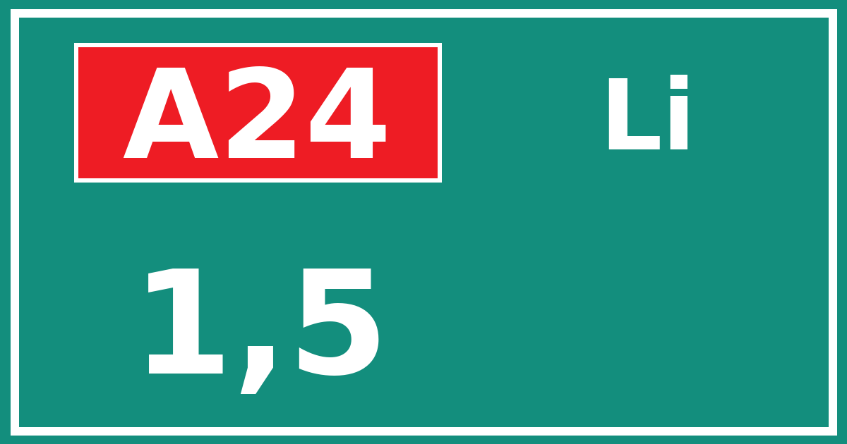 Hectometerbord A24 1,5 zijde Li