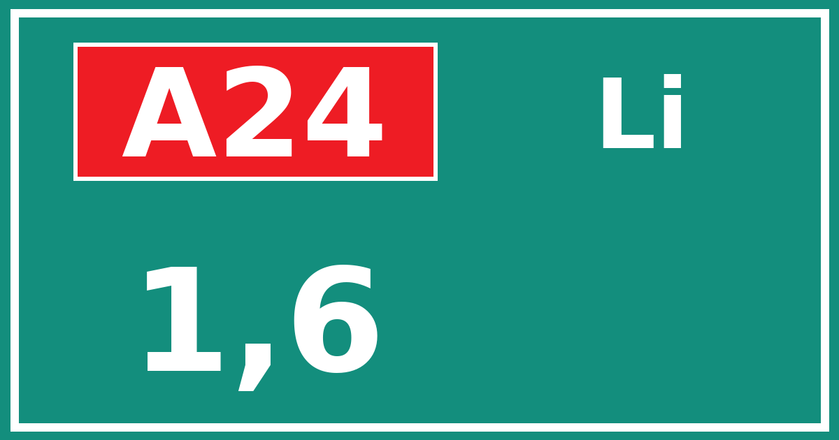 Hectometerbord A24 1,6 zijde Li