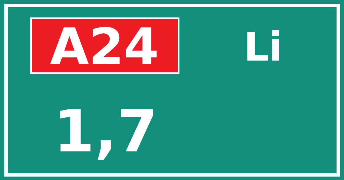 Hectometerbord A24 1,7 zijde Li
