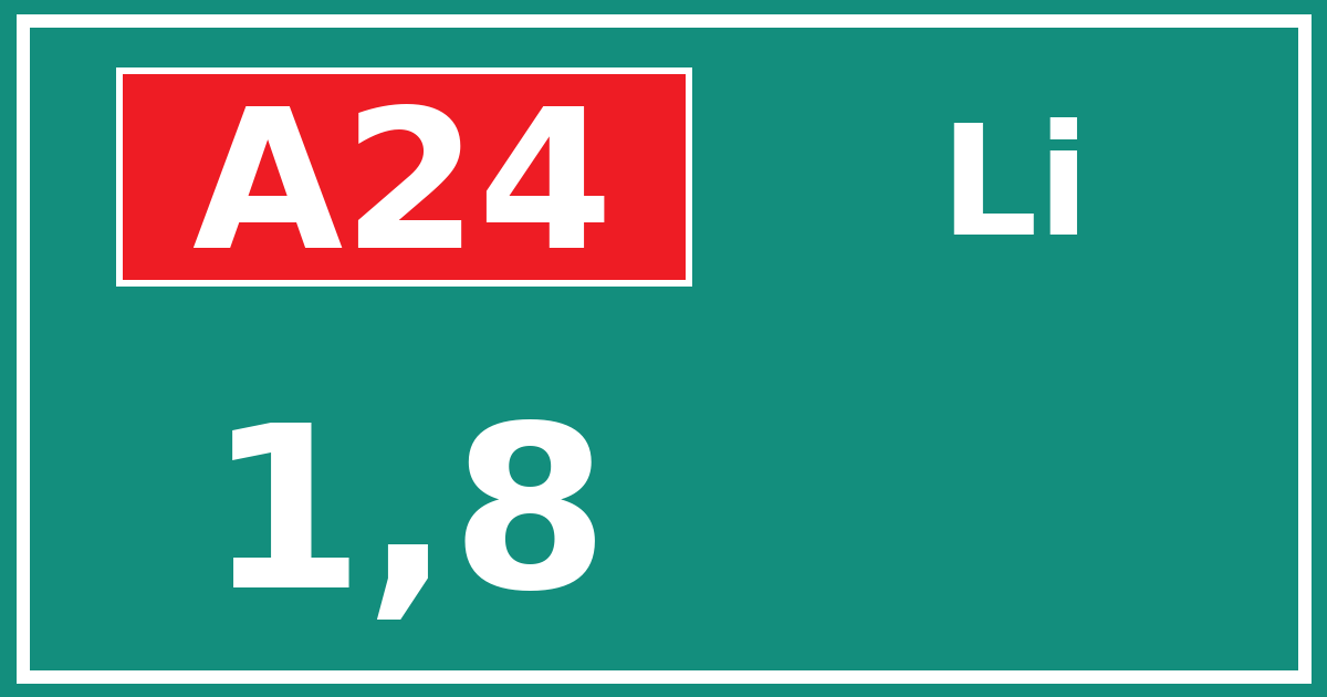 Hectometerbord A24 1,8 zijde Li