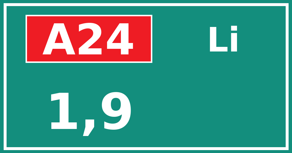 Hectometerbord A24 1,9 zijde Li