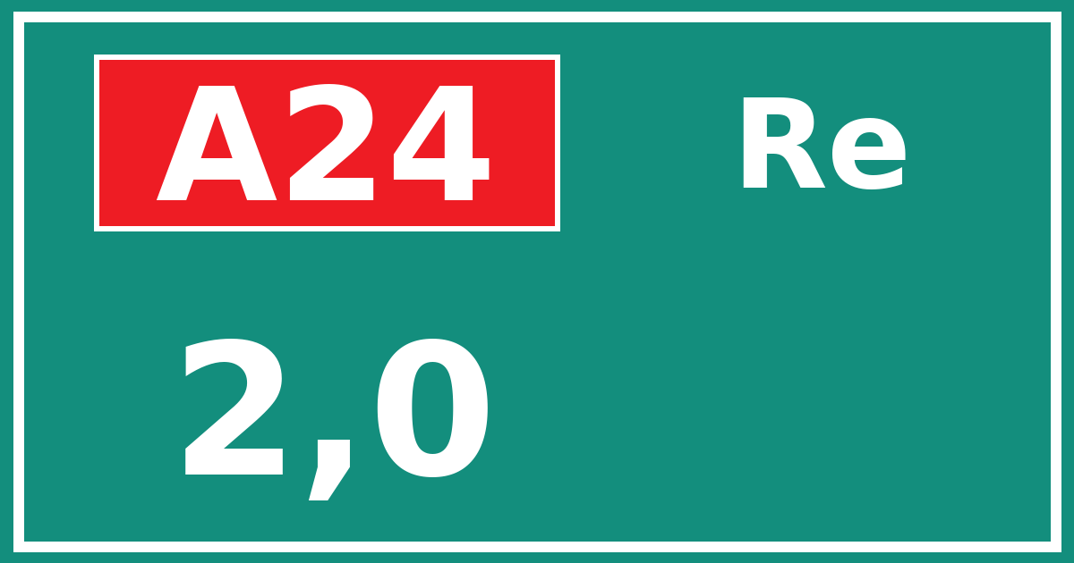 Hectometerbord A24 2,0 zijde Re