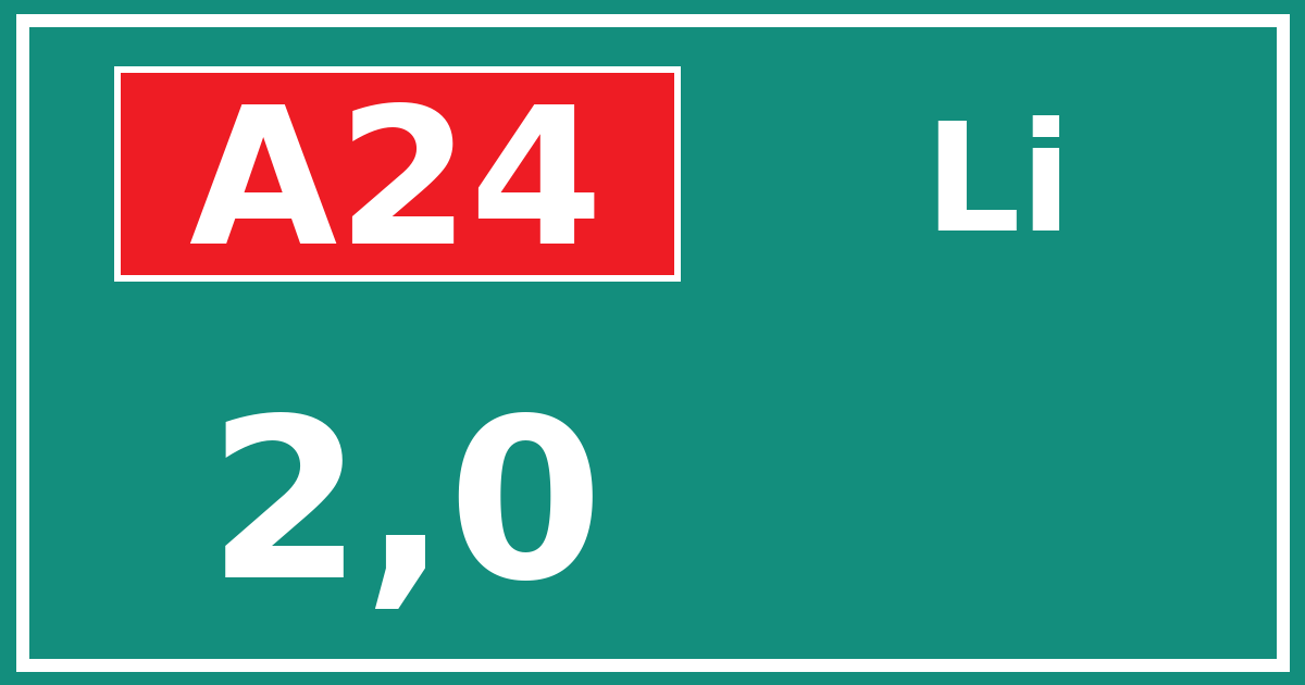 Hectometerbord A24 2,0 zijde Li