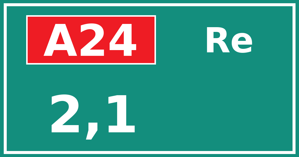 Hectometerbord A24 2,1 zijde Re