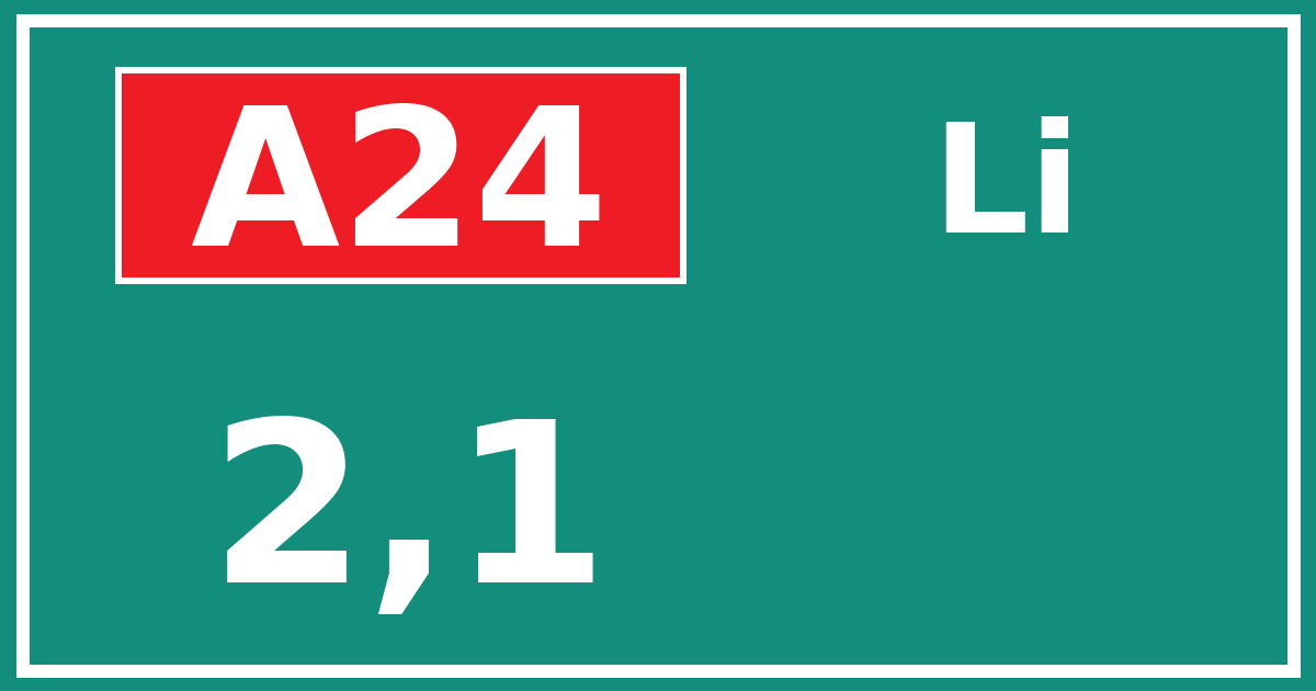Hectometerbord A24 2,1 zijde Li
