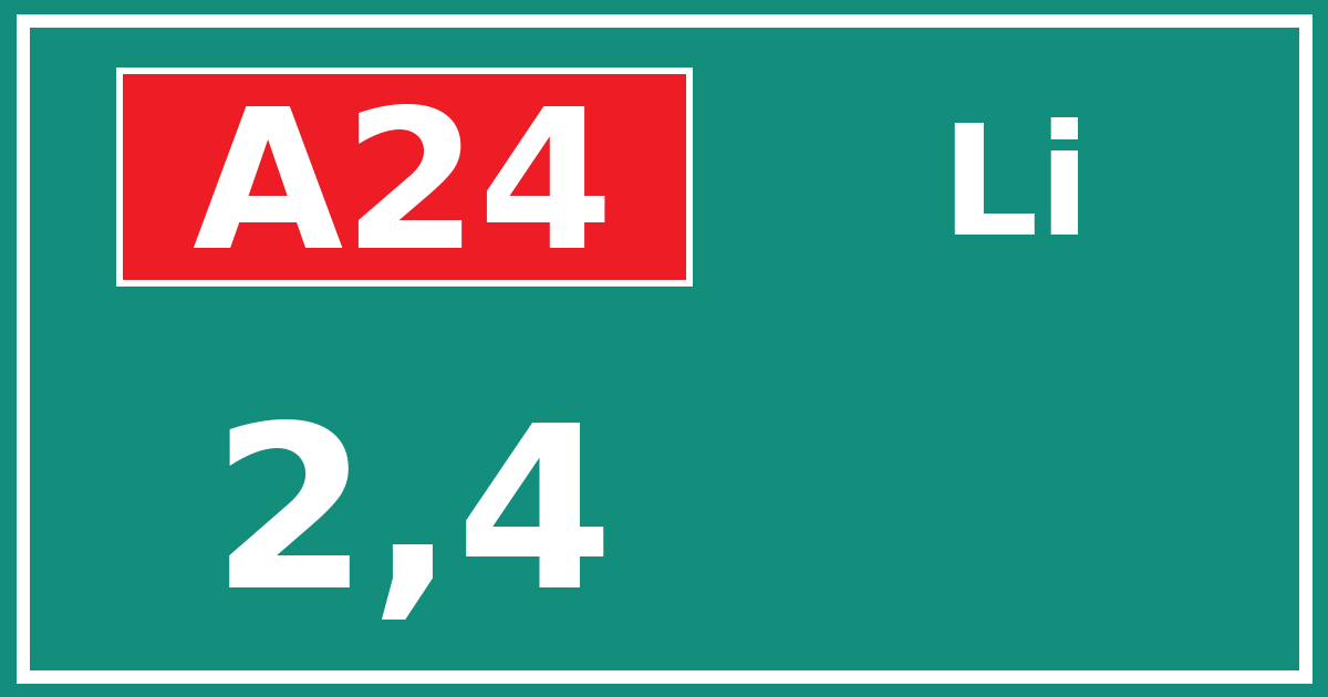 Hectometerbord A24 2,4 zijde Li