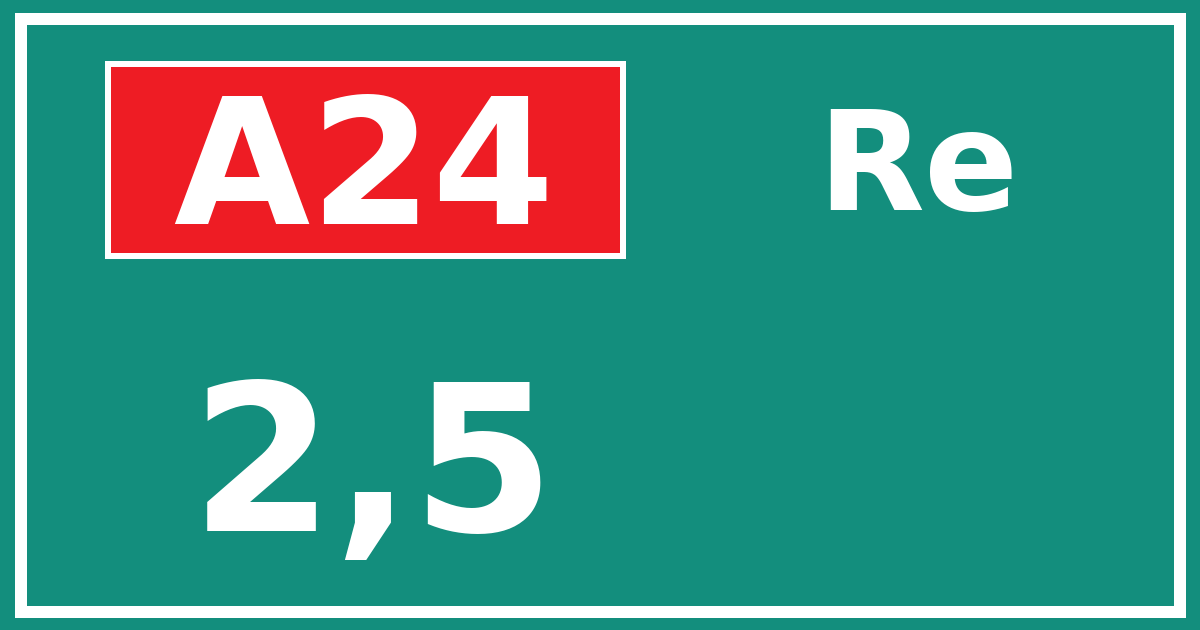 Hectometerbord A24 2,5 zijde Re