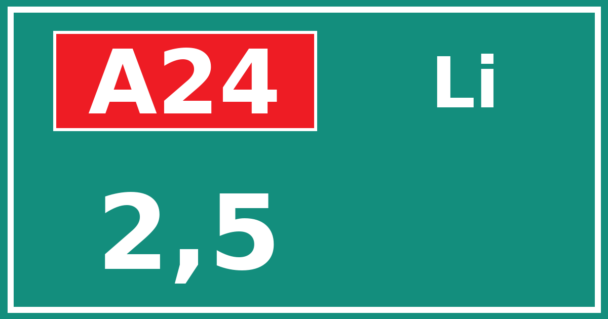 Hectometerbord A24 2,5 zijde Li