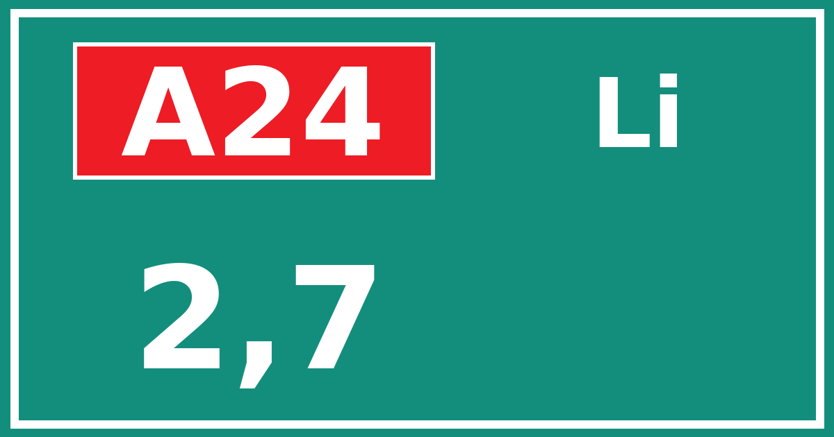 Hectometerbord A24 2,7 zijde Li