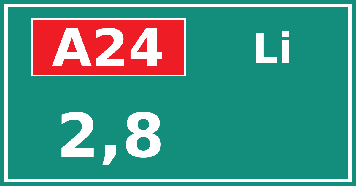 Hectometerbord A24 2,8 zijde Li
