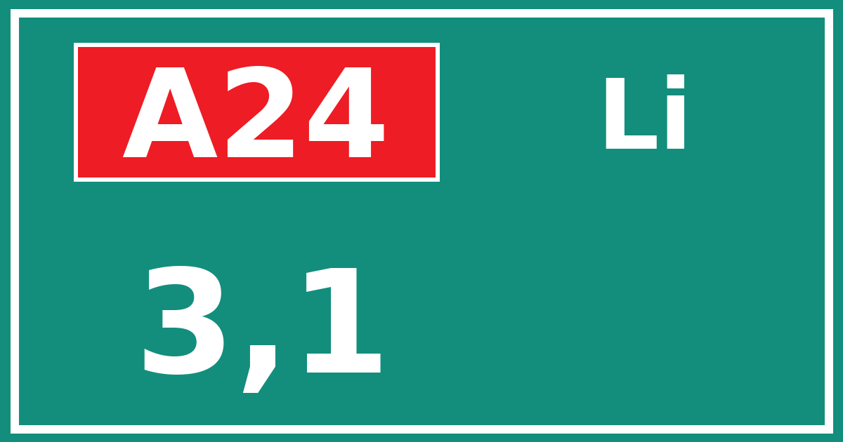 Hectometerbord A24 3,1 zijde Li