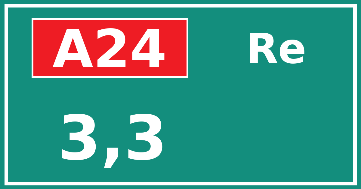 Hectometerbord A24 3,3 zijde Re