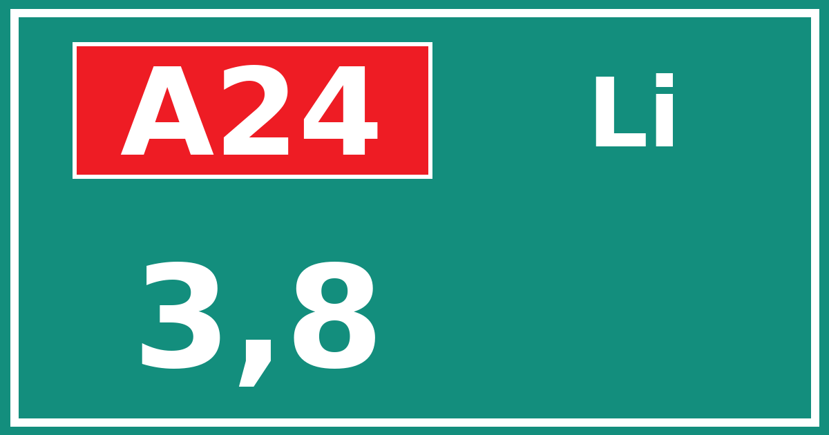 Hectometerbord A24 3,8 zijde Li