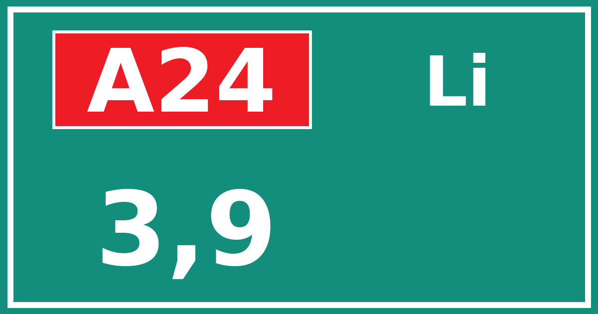 Hectometerbord A24 3,9 zijde Li