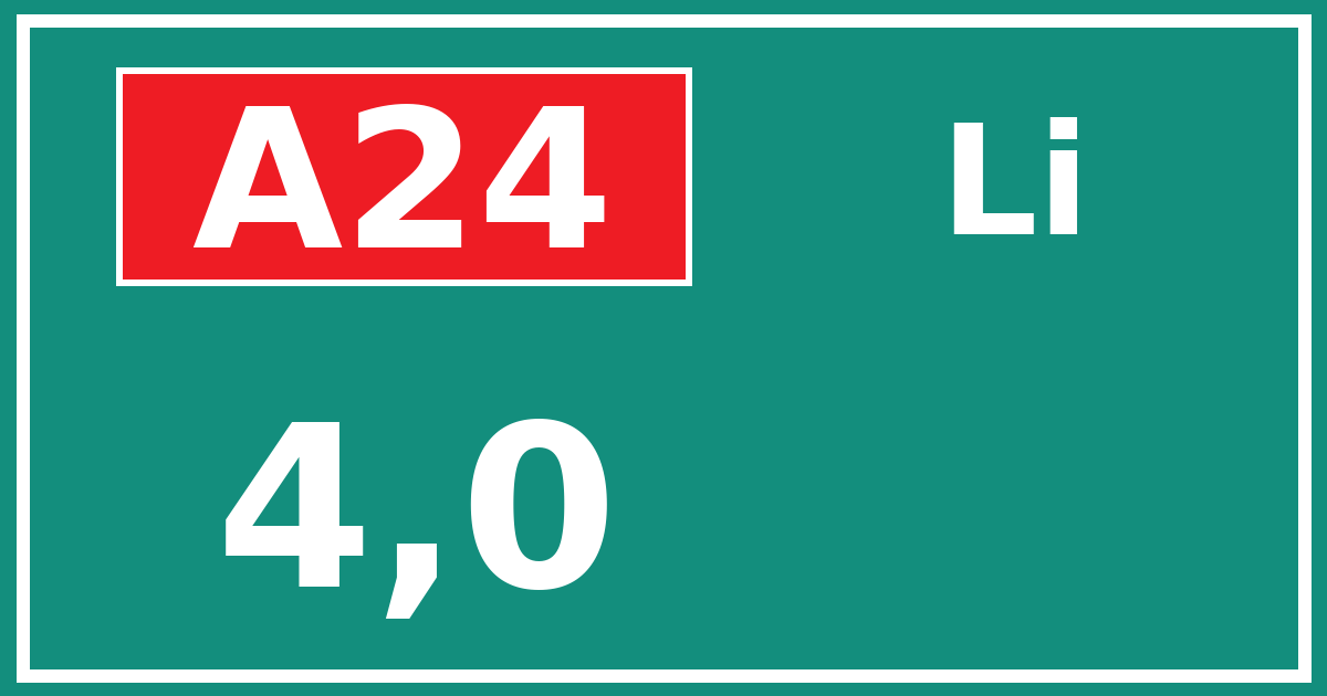 Hectometerbord A24 4,0 zijde Li