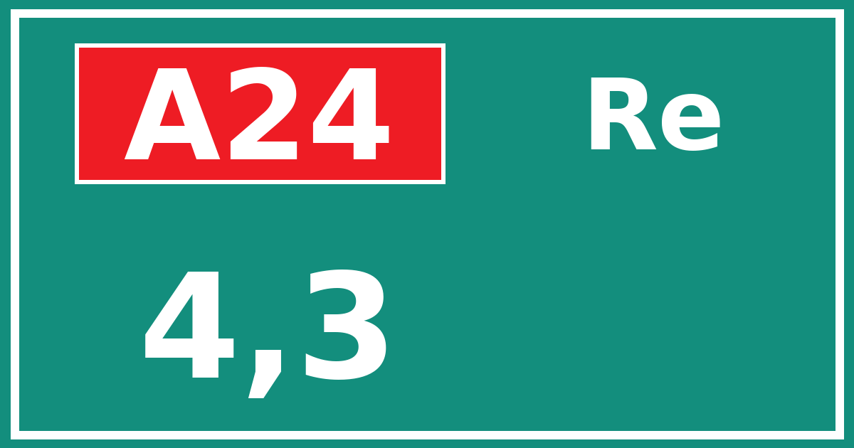 Hectometerbord A24 4,3 zijde Re